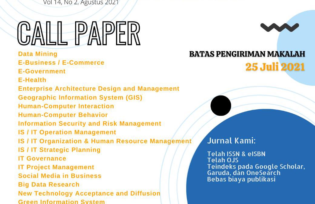 Call for Paper : Jurnal Sistem Informasi dan Bisnis Cerdas